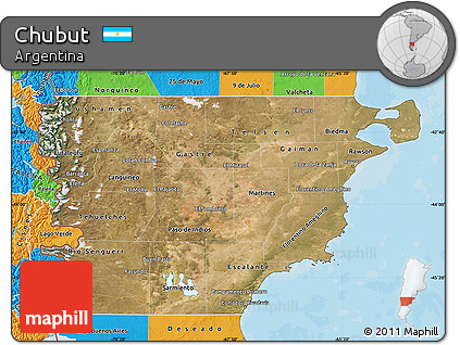 Satellite Map of Chubut, political outside