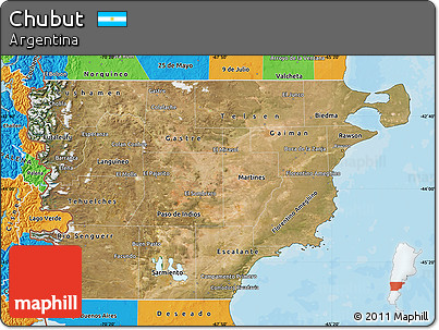 Satellite Map of Chubut, political outside