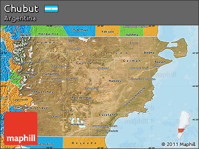 Satellite Map of Chubut, political outside