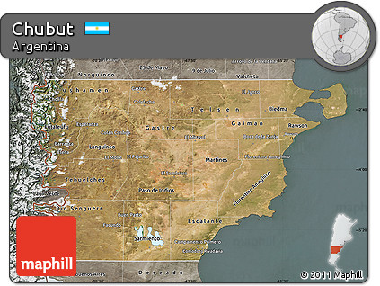 Satellite Map of Chubut, semi-desaturated