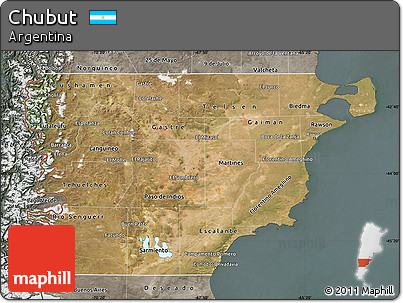 Satellite Map of Chubut, semi-desaturated