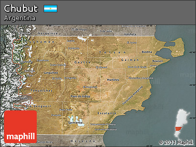 Satellite Map of Chubut, semi-desaturated