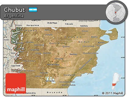 Satellite Map of Chubut, shaded relief outside
