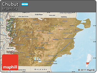 Satellite Map of Chubut, shaded relief outside