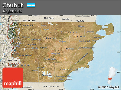 Satellite Map of Chubut, shaded relief outside