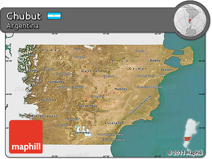 Satellite Map of Chubut, single color outside