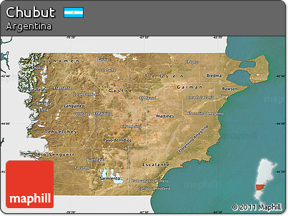 Satellite Map of Chubut, single color outside