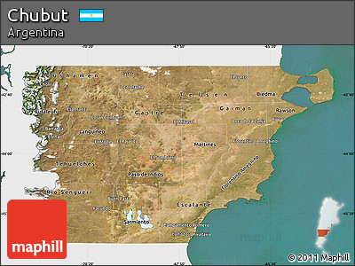 Satellite Map of Chubut, single color outside