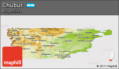 Physical Panoramic Map of Chubut, cropped outside