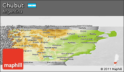 Physical Panoramic Map of Chubut, desaturated