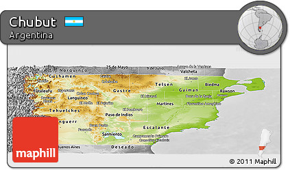 Physical Panoramic Map of Chubut, desaturated