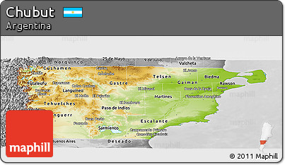 Physical Panoramic Map of Chubut, desaturated
