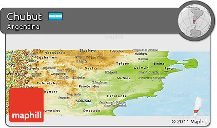 Physical Panoramic Map of Chubut