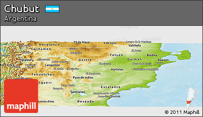Physical Panoramic Map of Chubut