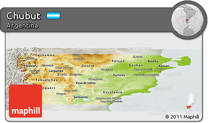 Physical Panoramic Map of Chubut, lighten, semi-desaturated
