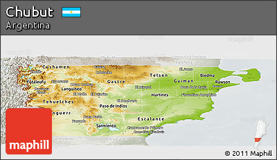 Physical Panoramic Map of Chubut, lighten, semi-desaturated