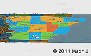 Political Panoramic Map of Chubut, darken
