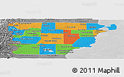 Political Panoramic Map of Chubut, desaturated