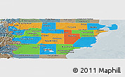 Political Panoramic Map of Chubut, semi-desaturated