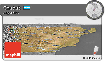 Satellite Panoramic Map of Chubut, desaturated