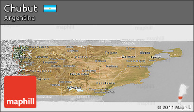 Satellite Panoramic Map of Chubut, lighten, desaturated