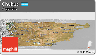 Satellite Panoramic Map of Chubut, lighten, desaturated