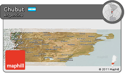 Satellite Panoramic Map of Chubut, lighten