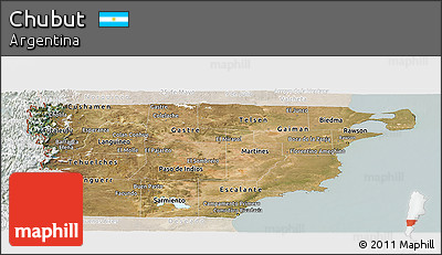 Satellite Panoramic Map of Chubut, lighten