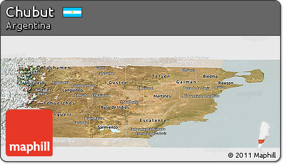 Satellite Panoramic Map of Chubut, lighten