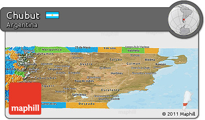 Satellite Panoramic Map of Chubut, political outside