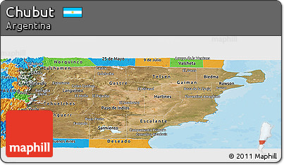 Satellite Panoramic Map of Chubut, political outside