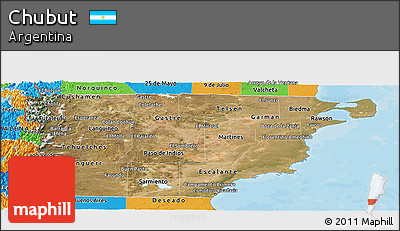 Satellite Panoramic Map of Chubut, political outside