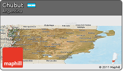 Satellite Panoramic Map of Chubut, shaded relief outside
