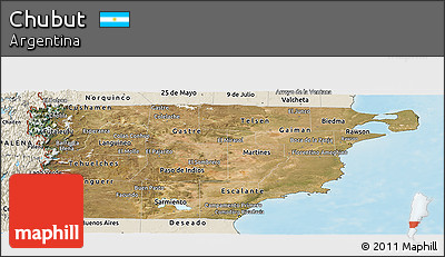 Satellite Panoramic Map of Chubut, shaded relief outside