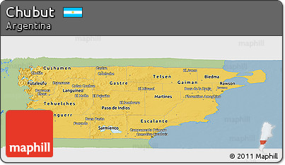 Savanna Style Panoramic Map of Chubut, single color outside