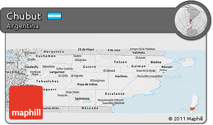 Silver Style Panoramic Map of Chubut