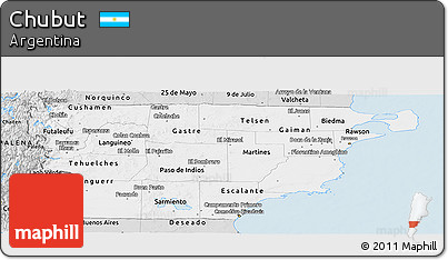 Silver Style Panoramic Map of Chubut
