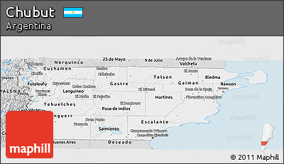 Silver Style Panoramic Map of Chubut