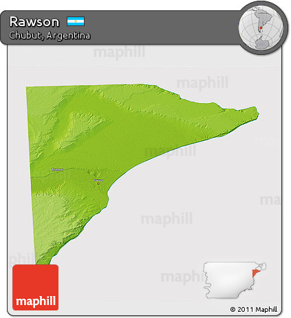 Physical 3D Map of Rawson, cropped outside