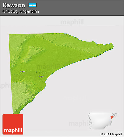 Physical 3D Map of Rawson, cropped outside