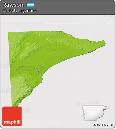 Physical 3D Map of Rawson, cropped outside