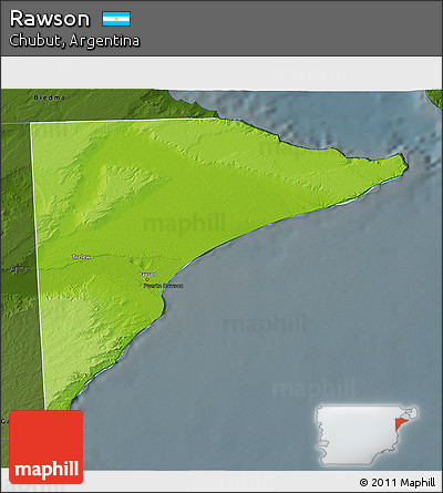 Physical 3D Map of Rawson, darken
