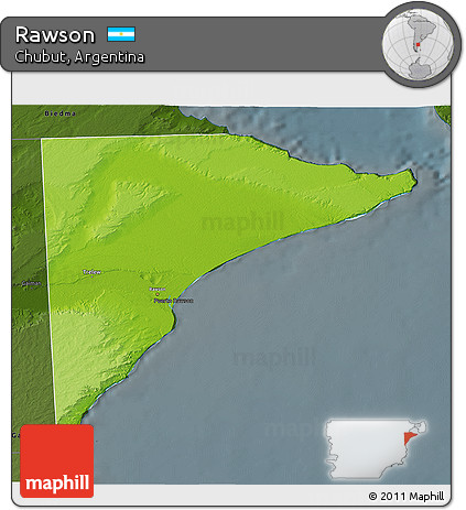 Physical 3D Map of Rawson, darken