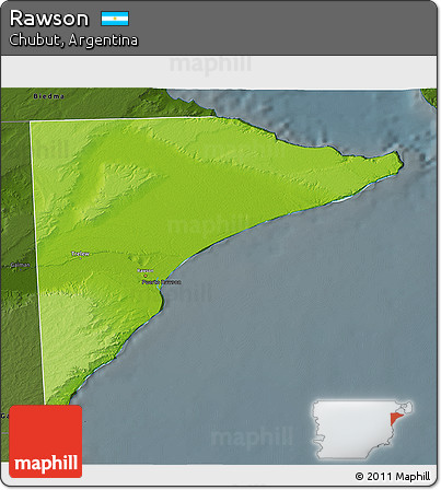 Physical 3D Map of Rawson, darken