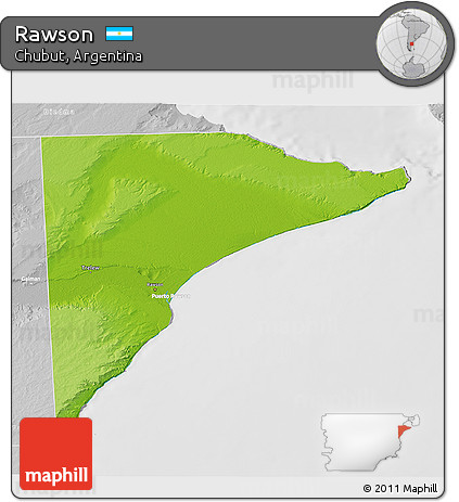 Physical 3D Map of Rawson, lighten, desaturated