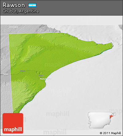 Physical 3D Map of Rawson, lighten, desaturated