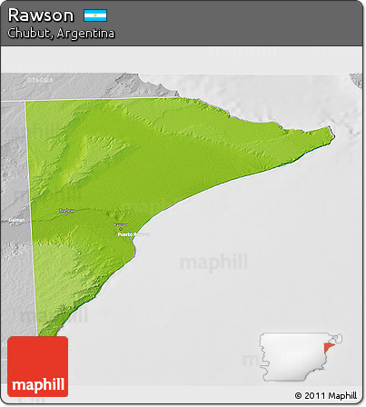 Physical 3D Map of Rawson, lighten, desaturated