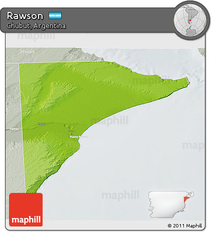 Physical 3D Map of Rawson, lighten, semi-desaturated