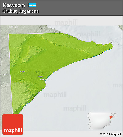 Physical 3D Map of Rawson, lighten, semi-desaturated