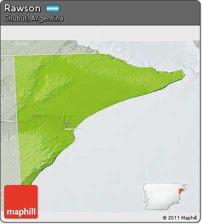 Physical 3D Map of Rawson, lighten, semi-desaturated